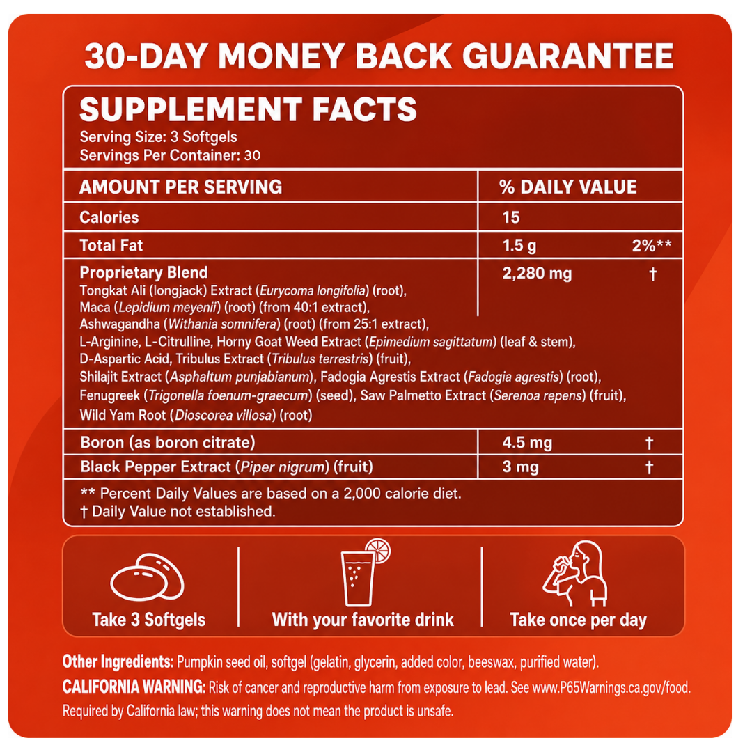 Testosterone+ Advanced 15-In-1 Complex (90 Softgels)